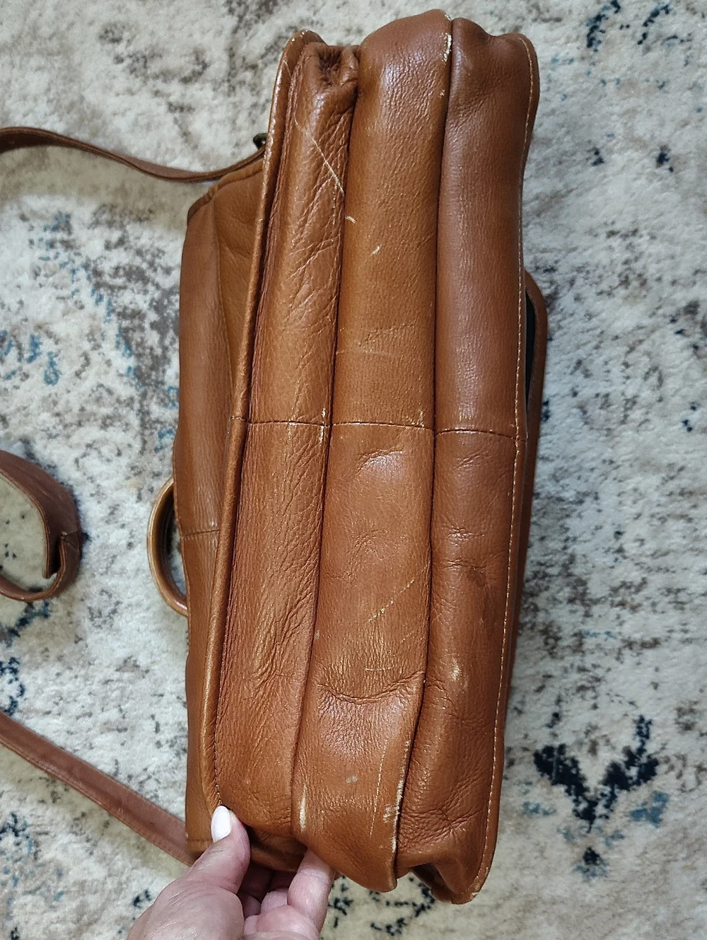 Leather Messenger Bag in Cognac